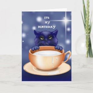 Cute Cat With Milk Card