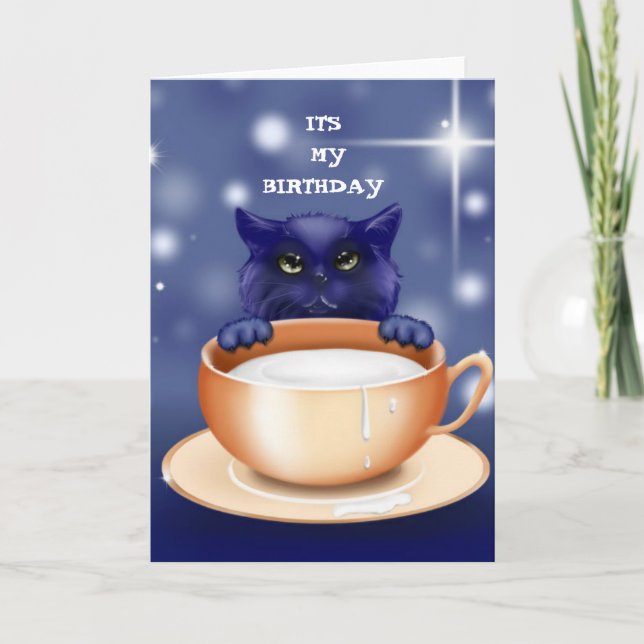 Cute Cat With Milk Card (Front)