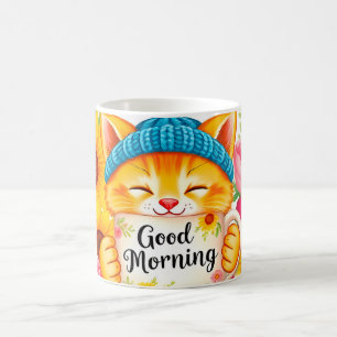 Cute Cat With Morning Coffee Mug
