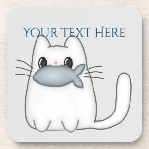 Cute Cat with Prize Fish Coaster