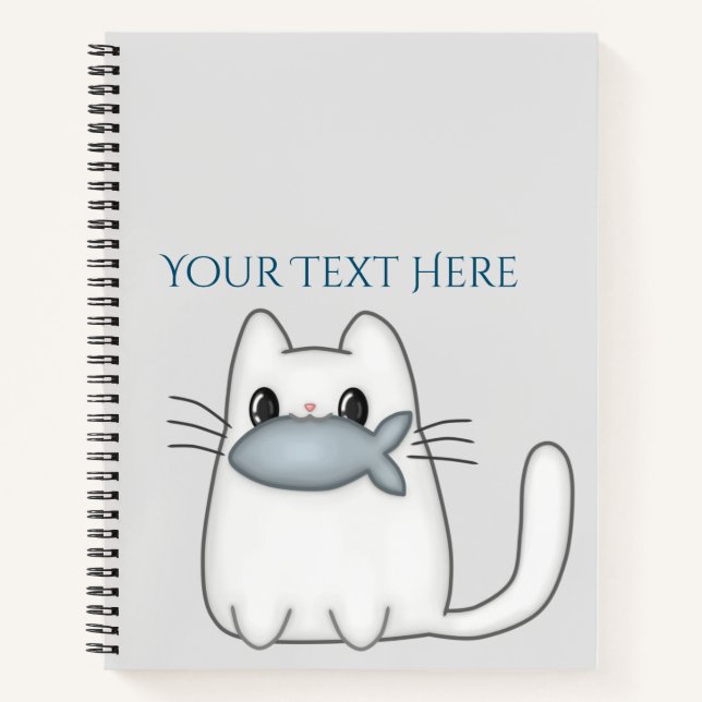 Cute Cat with Prize Fish Notebook (Front)