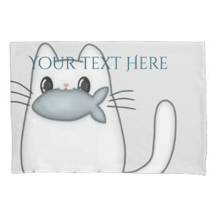 Cute Cat with Prize Fish Pillowcase
