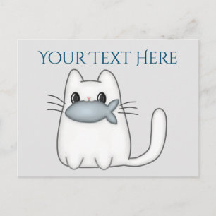 Cute Cat with Prize Fish Postcard