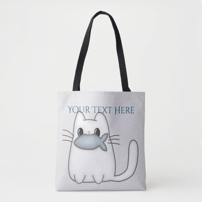 Cute Cat with Prize Fish Tote Bag (Front)