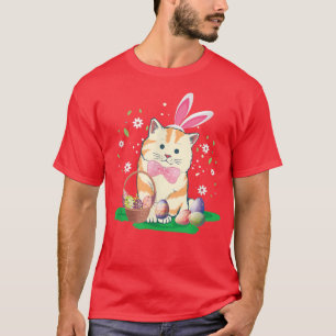 cute cat with rabbit ears easter eggs easter bunny T-Shirt