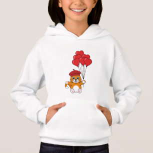 Cute Cat with Red Heart Balloons