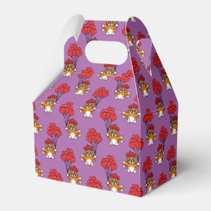 Cute Cat with Red Heart Balloons Favour Box