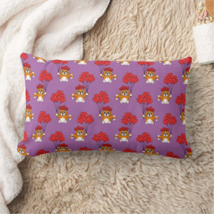 Cute Cat with Red Heart Balloons Lumbar Cushion