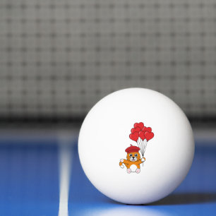 Cute Cat with Red Heart Balloons Ping Pong Ball
