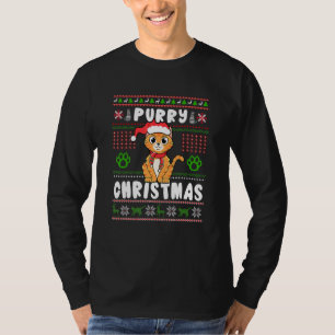 Cute Cat With Santa Claus In Purr For Kids Ugly Ch T-Shirt