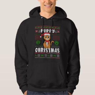 Cute cat with santa claus in purr ugly christmas hoodie
