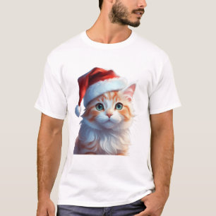 Cute cat with santa hat Classic T-Shirt