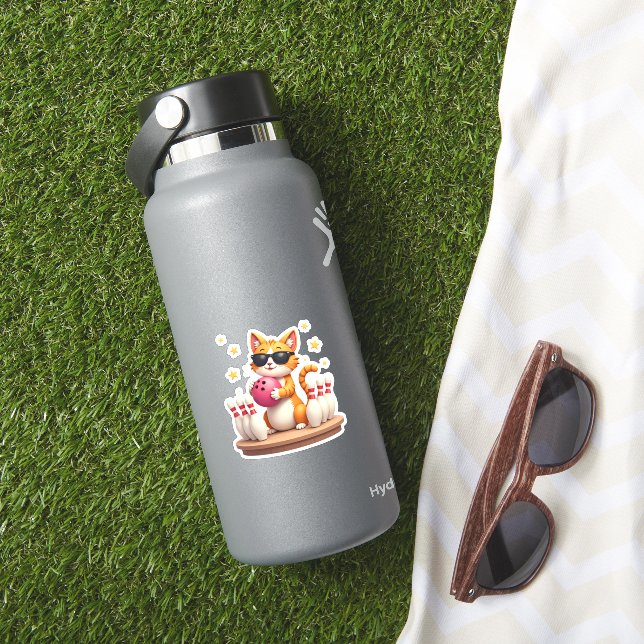 Cute Cat With Sunglasses Cat Playing Bowling For m (HydroFlask Insitu)