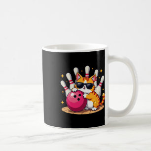 Cute Cat With Sungles Cat Playing Bowling For Men Coffee Mug