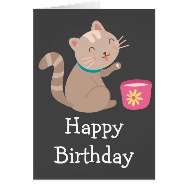 Cute cat with teacup cartoon (Front)