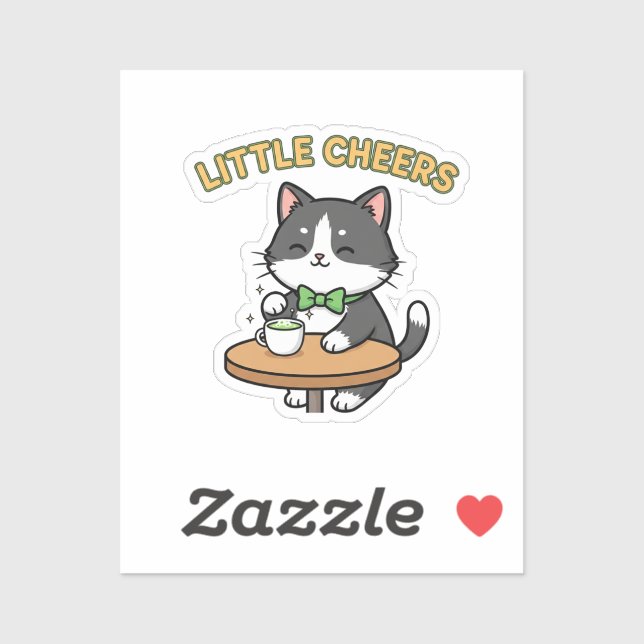 Cute Cat With Tiny Green Beer Mug Cheers Sticker (Sheet)
