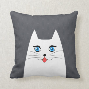 Cute cat with tongue sticking out cushion