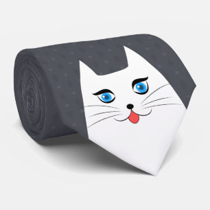 Cute cat with tongue sticking out tie
