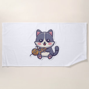 Cute Cat with Yarn Classic T-Shirt Beach Towel
