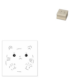 cute cat wooden  rubber stamp
