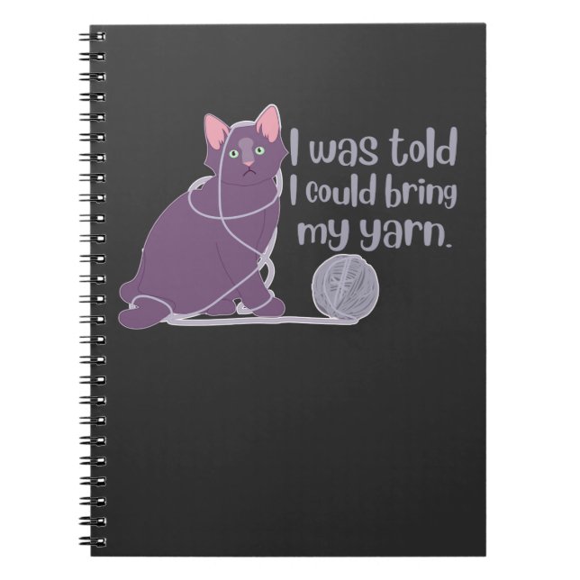Cute Cat Yarn Knitting Animal Knitter Notebook (Front)