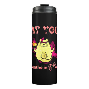 Cute Cat Yoga – "Breathe In, Purr Out" Thermal Tumbler