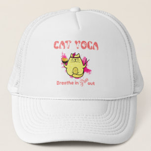 Cute Cat Yoga – "Breathe In, Purr Out" Trucker Hat