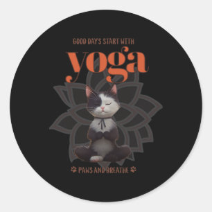 Cute Cat Yoga Spiritual Meditation Zen Lance Namas Classic Round Sticker