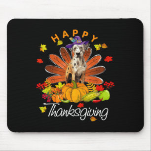 Cute Catahoula Leopard Dog Happy Thanksgiving Turk Mouse Pad