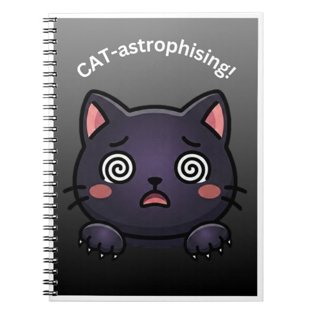 Cute Catastrophizing Cat Notebook (Front)