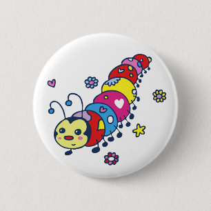Cute Caterpillar 6 Cm Round Badge