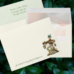 Cute Caterpillar Garden Baby Shower Invitation Envelope