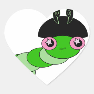Cute Caterpillar Heart Sticker