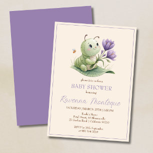 Cute Caterpillar Personalised Name Baby Shower Invitation