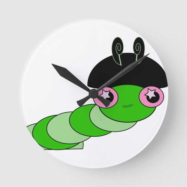 Cute Caterpillar Round Clock (Front)