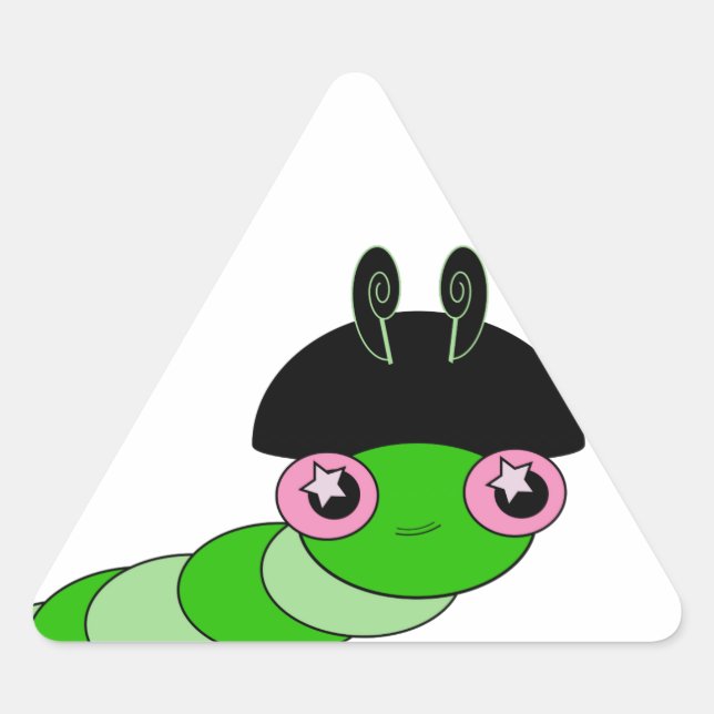 Cute Caterpillar Triangle Sticker (Front)