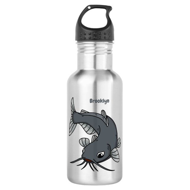 Cute catfish cartoon illustration 532 ml water bottle (Front)