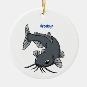 Cute catfish cartoon illustration  ceramic ornament
