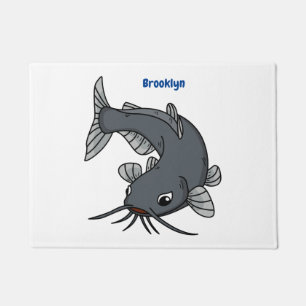 Cute catfish cartoon illustration doormat