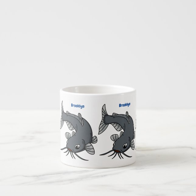 Cute catfish cartoon illustration  espresso cup (Front)