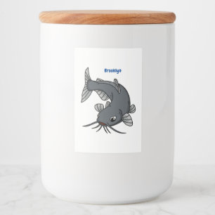 Cute catfish cartoon illustration food label