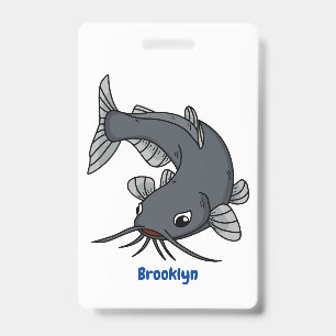 Cute catfish cartoon illustration ID badge