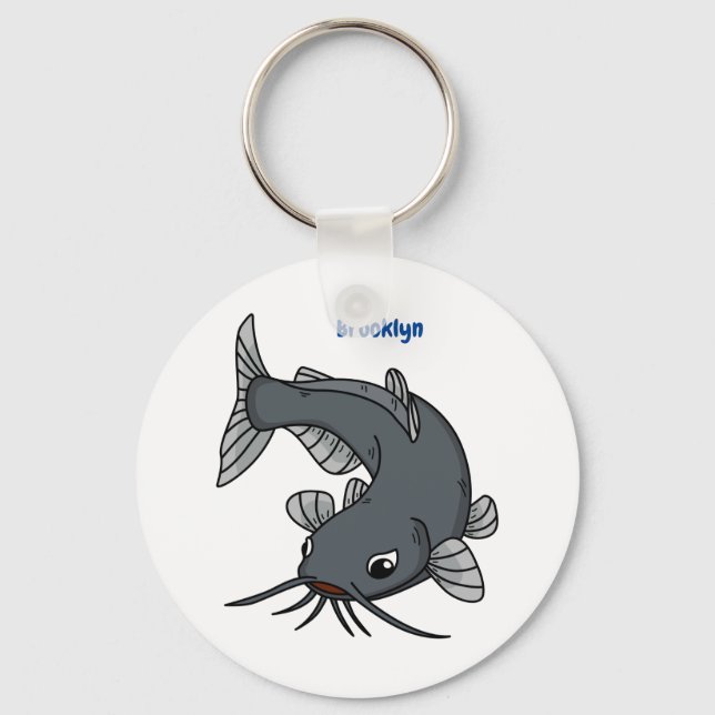 Cute catfish cartoon illustration  key ring (Front)