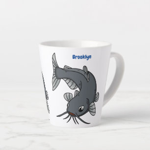 Cute catfish cartoon illustration latte mug