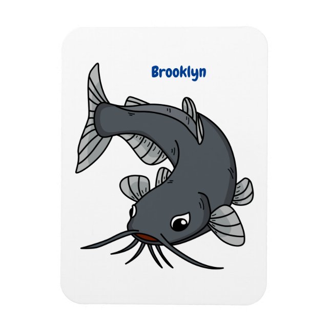 Cute catfish cartoon illustration  magnet (Vertical)