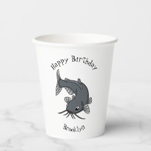 Cute catfish cartoon illustration paper cups