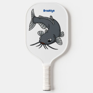 Cute catfish cartoon illustration  pickleball paddle