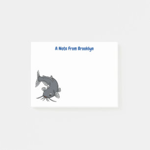 Cute catfish cartoon illustration post-it notes