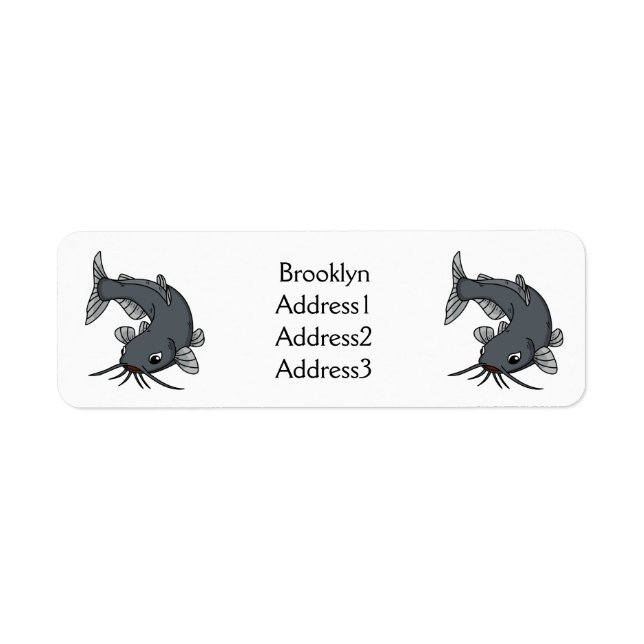 Cute catfish cartoon illustration return address label (Front)