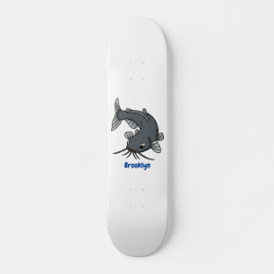 Cute catfish cartoon illustration  skateboard